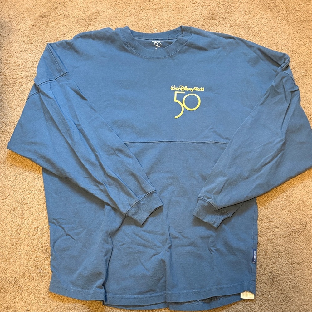 Disney 50th anniversary Blue Long Sleeve Shirt with Gold Logo